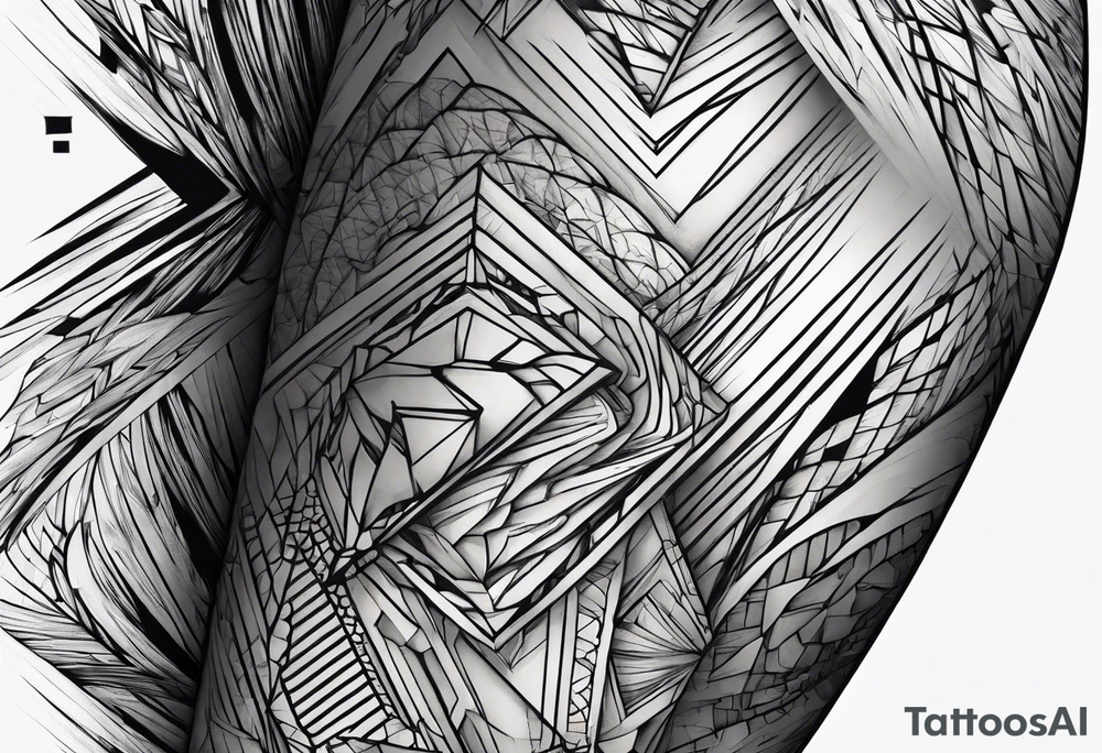 extreme fragmented twisted tissue anger pain on elbow tattoo idea