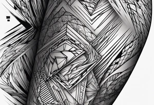 extreme fragmented twisted tissue anger pain on elbow tattoo idea