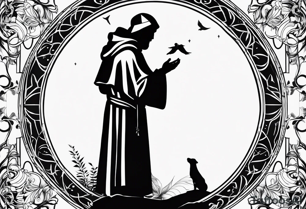 a silhouette of st francis of asissi tattoo idea