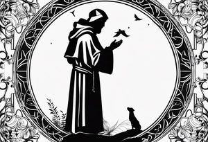 a silhouette of st francis of asissi tattoo idea