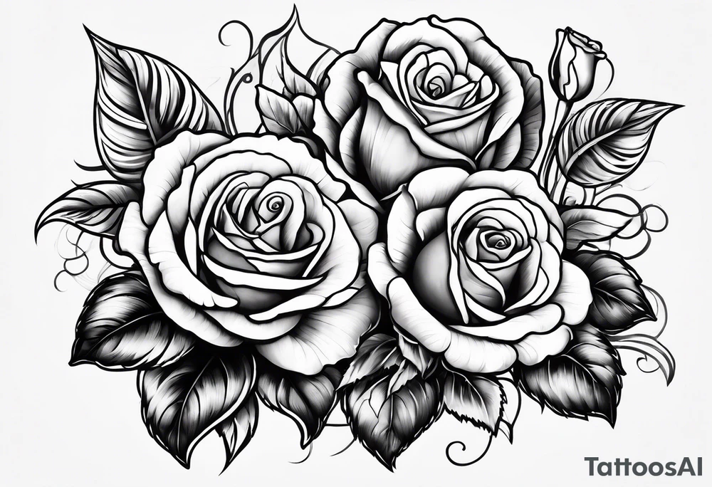 two violets and a rose tattoo idea