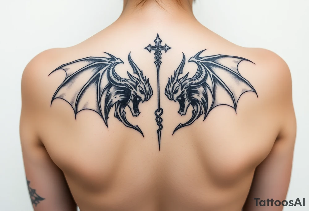 A battle between good and evil tattoo idea