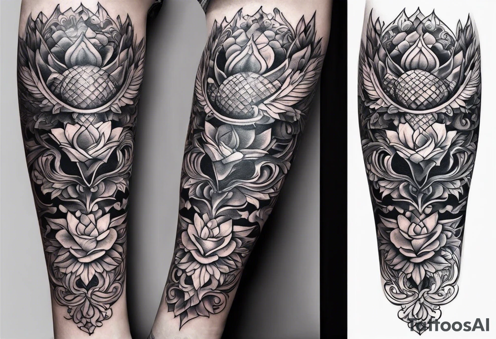 LEG sleeve complete tattoo idea
