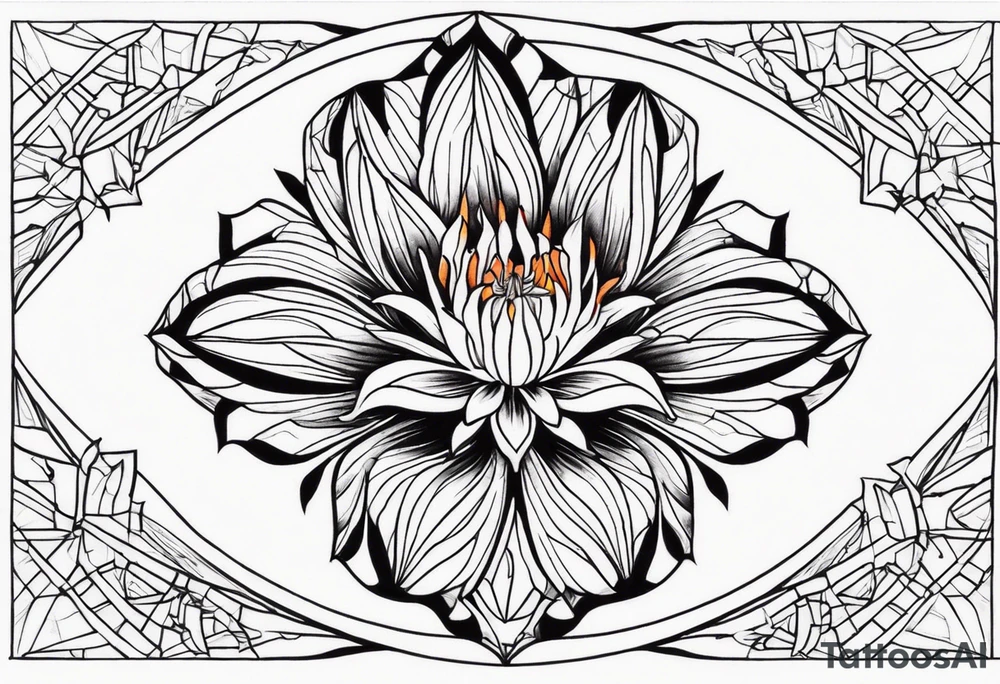 Geometric Fire Lily tattoo idea