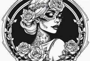 Cheesecake girl skeleton tattoo idea