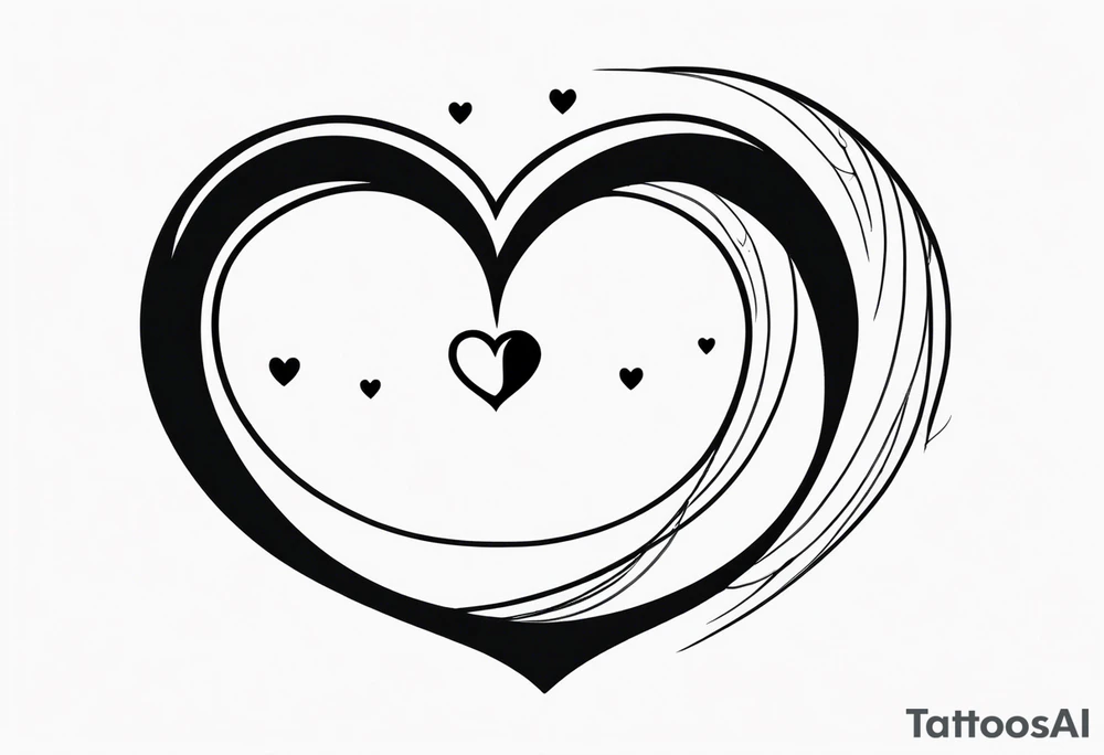 Crescent moon with a love heart inside it and 4 hearts dangling from it tattoo idea