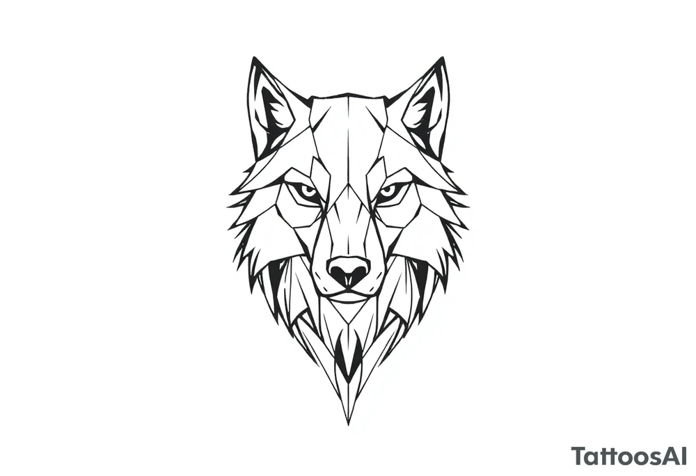 Geometric wolfface tattoo idea