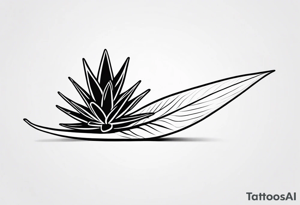 Aloe plant leaf with 51.3168° N, 0.5600° W next to it tattoo idea