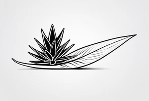 Aloe plant leaf with 51.3168° N, 0.5600° W next to it tattoo idea