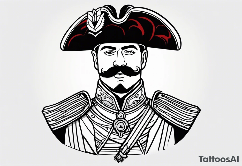 old school tattoo of hussar with mustash tattoo idea