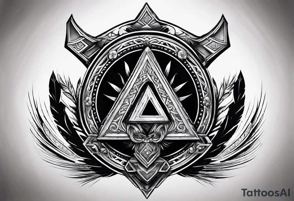 Valhalla  sword shield axe Valknut fog tattoo idea
