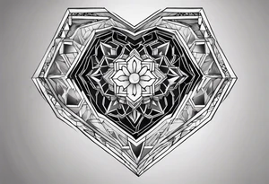 hexagon heart with black background tattoo idea