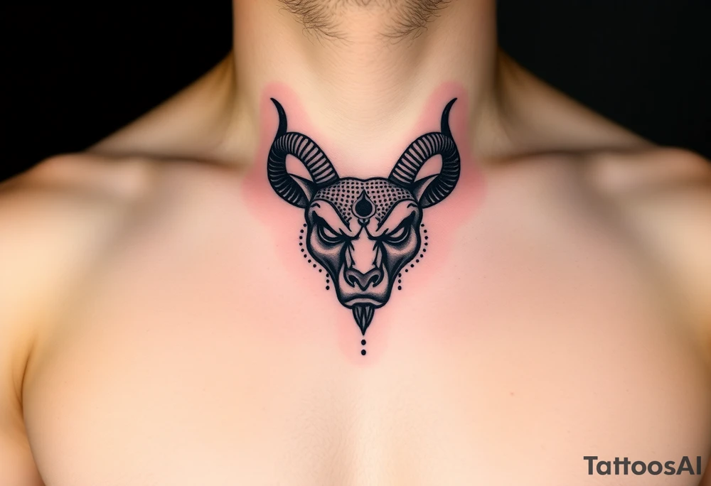Capricorn head  10x15 cm 
Can’t be angry looking tattoo idea
