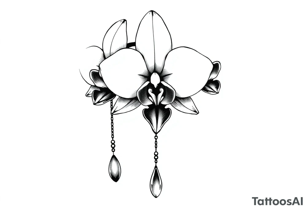 Chain drop flower orchid tattoo idea