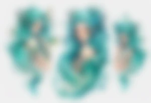 A beautiful Naiad with turquois scales and teal hair. tattoo idea