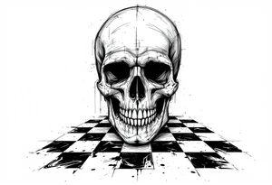 soldier skull with checkered floor tattoo idea