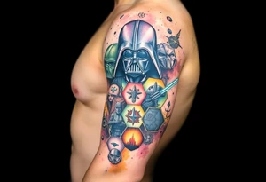 starwars characters and symbols inside honey combs tattoo idea