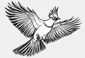 Turaco bird with wingspan from above one-line tattoo tattoo idea