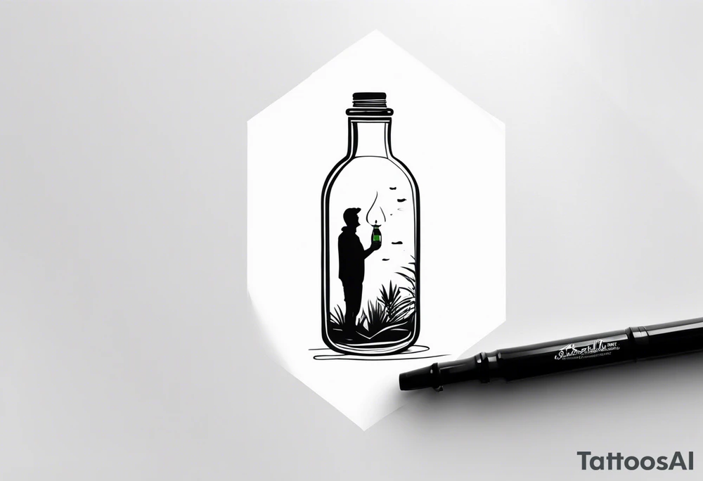 MAN IN BOTTLE tattoo idea