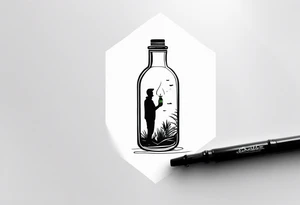 MAN IN BOTTLE tattoo idea