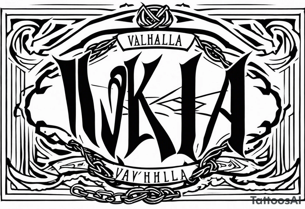 Valhalla sword fire chains family tattoo idea