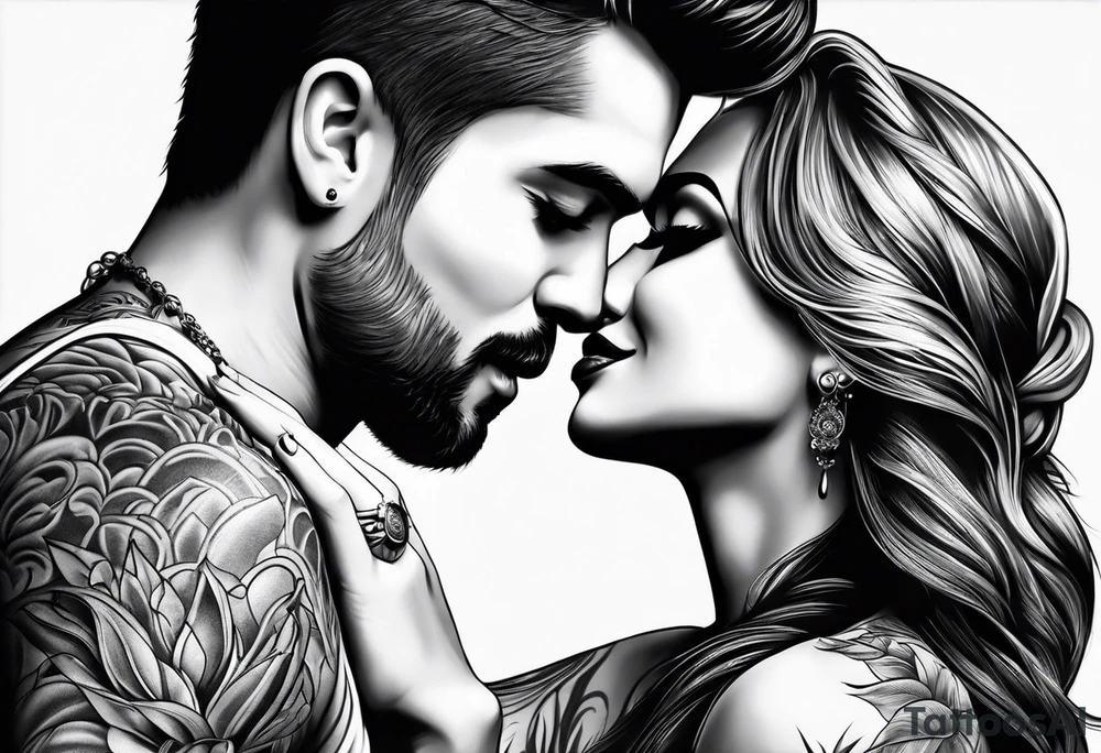 Couple sexy kisses tattoo idea