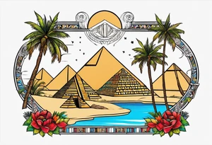 black egyptians , pyramids , and an ank tattoo idea