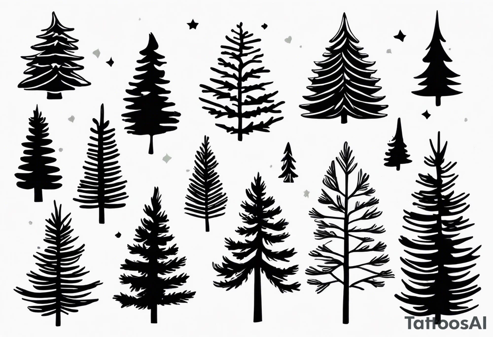 Tiny pine trees tattoo idea