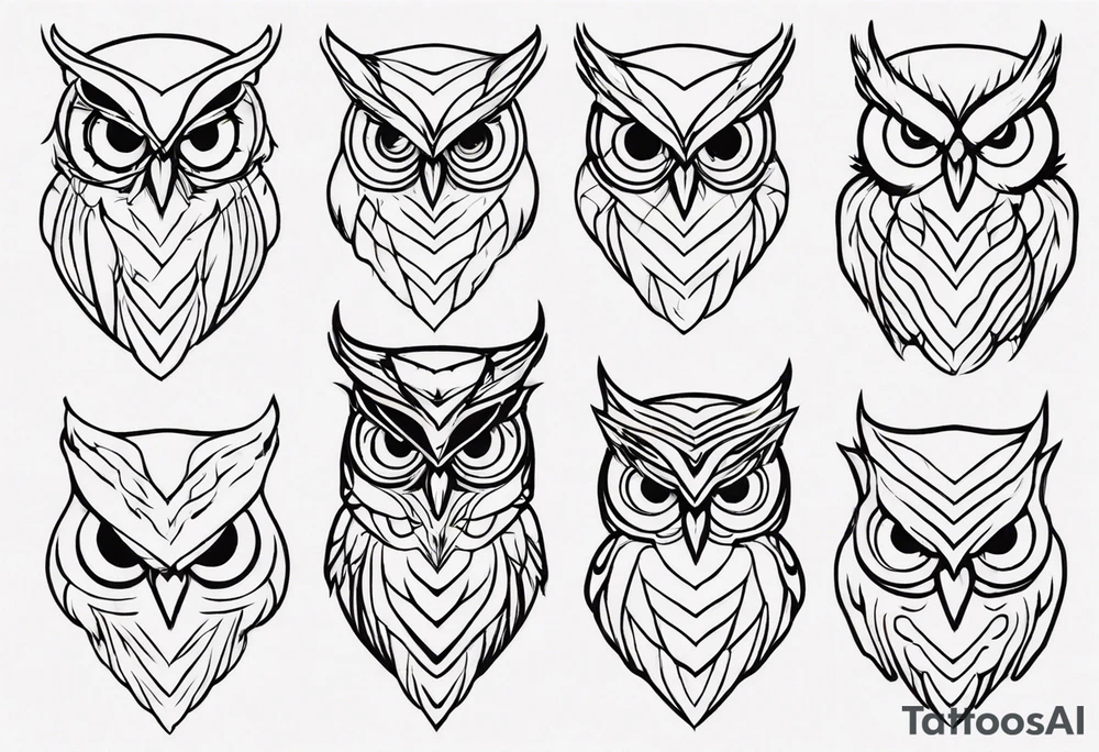 create one line tattoo of a owl head. the line has to start at the buttom and be finished at the top. Has to be really simple and be one-line that is connected tattoo idea