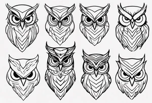 create one line tattoo of a owl head. the line has to start at the buttom and be finished at the top. Has to be really simple and be one-line that is connected tattoo idea