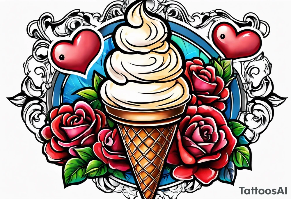 ice cream cone with small heart on it somewhere. tattoo idea