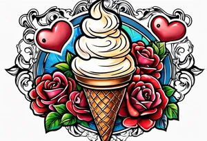 ice cream cone with small heart on it somewhere. tattoo idea