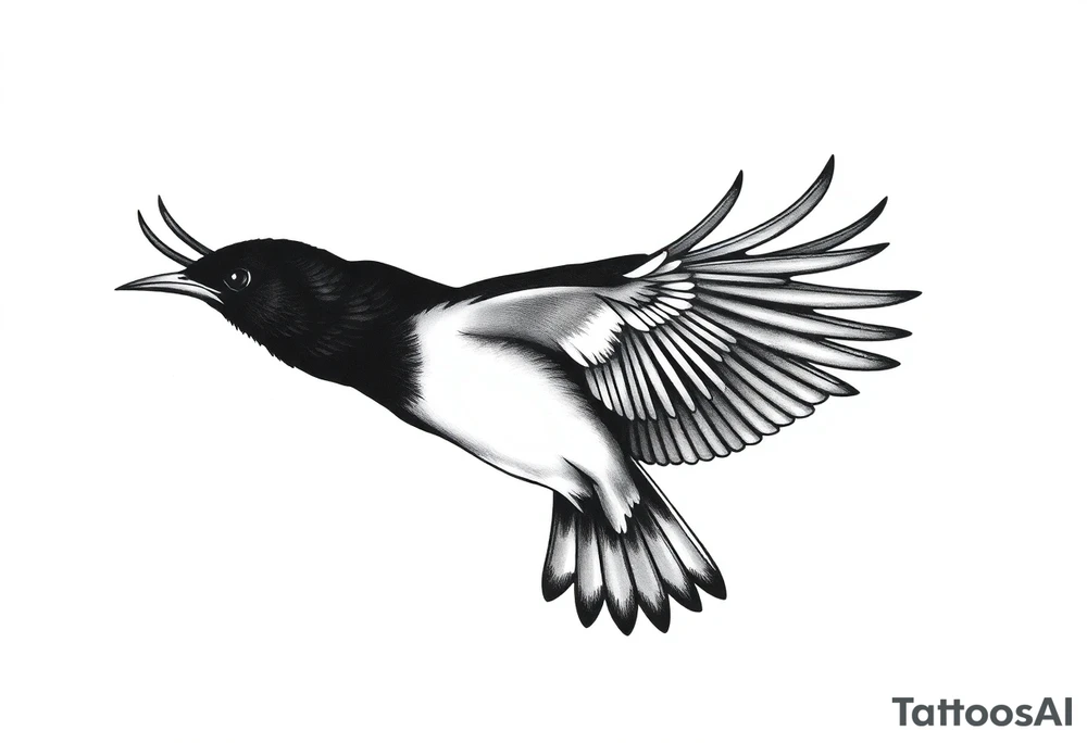 Male European Blackbird flying tattoo idea tattoo idea