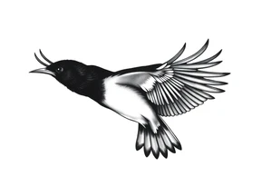 Male European Blackbird flying tattoo idea tattoo idea