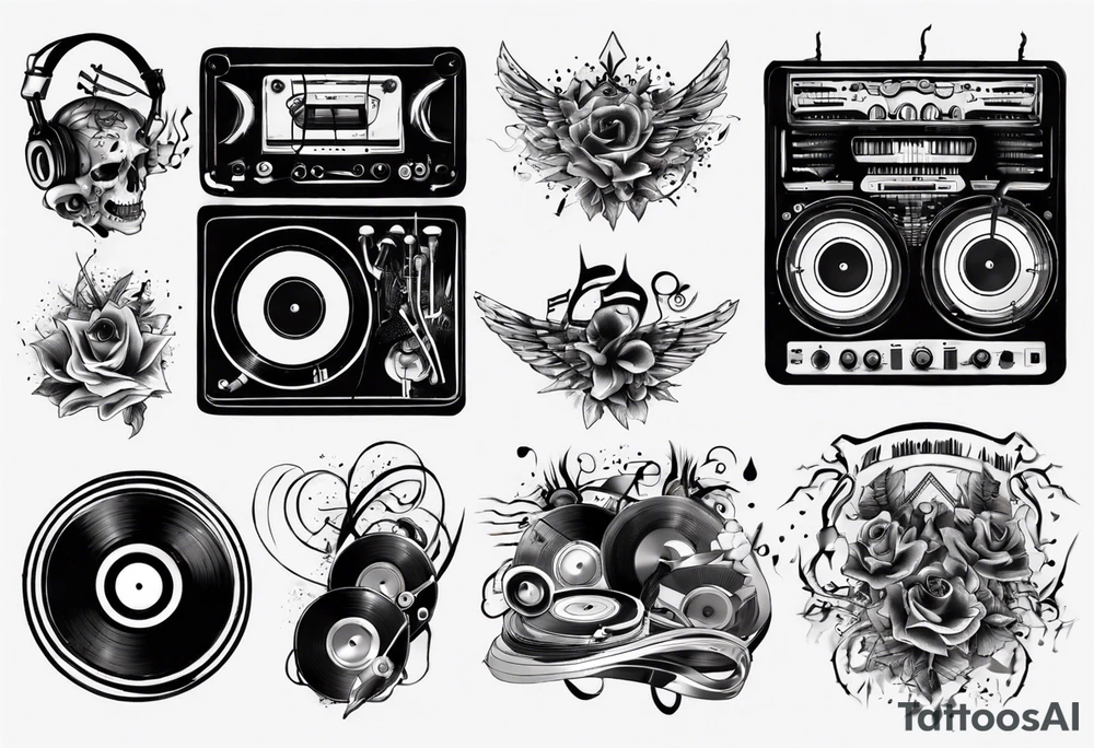 sound music vinyl DJ tattoo idea
