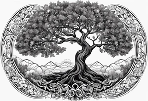 Tree of life with two dates tattoo idea