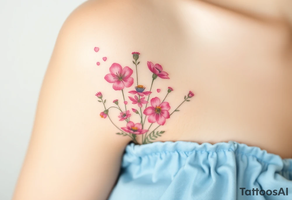 Pink wildflowers tattoo idea