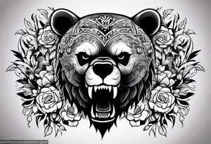 Dark skull and bears head tattoo idea