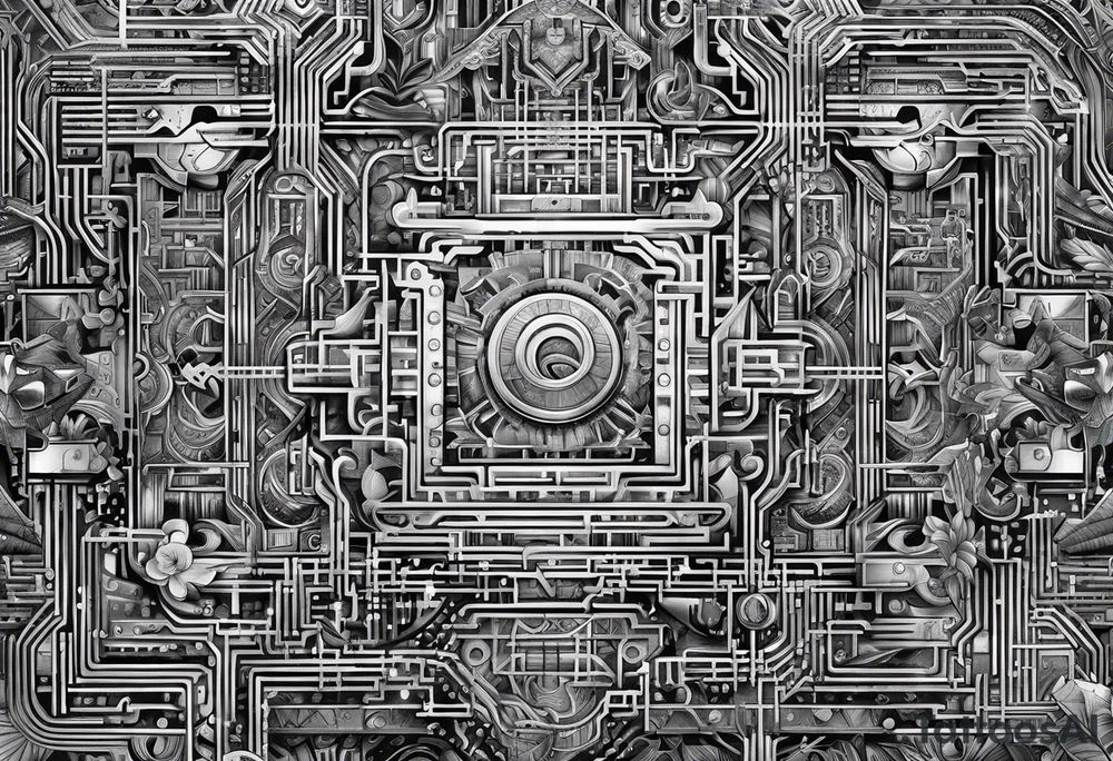 Puzzle with circuits tattoo idea