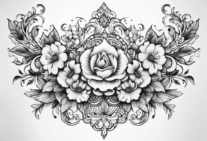 ornate floral sternum tattoo tattoo idea