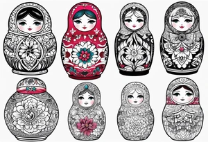 Matryoshka with large pattern around it tattoo idea