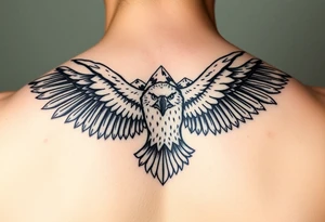 majestic eagle spreading wings against mountain peaks tattoo idea