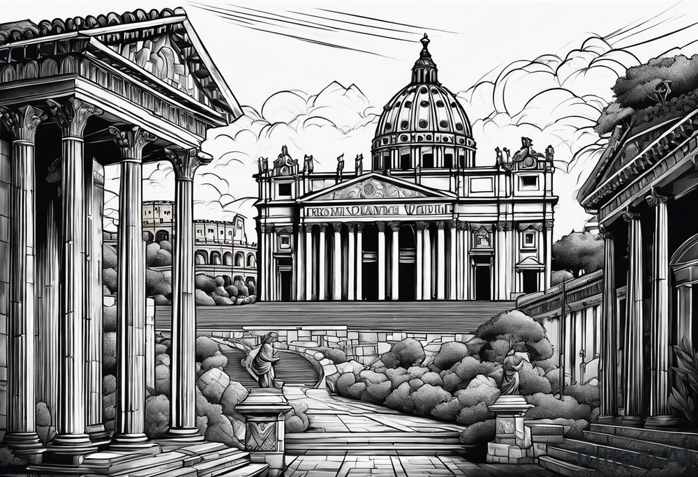Ancient Rome City tattoo idea