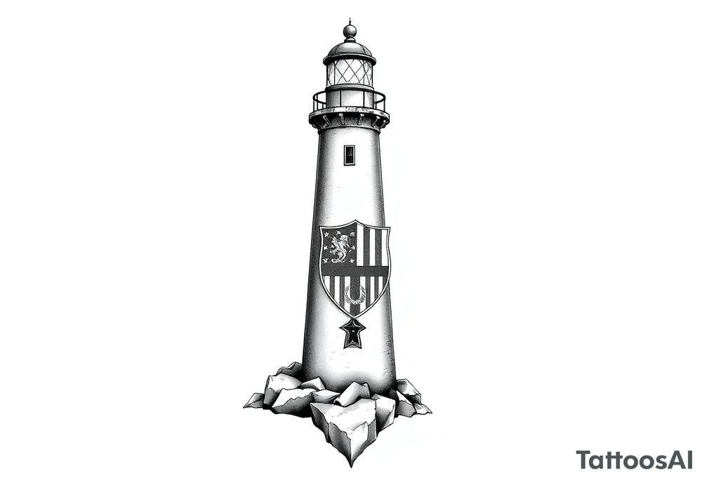 Lighthouse with coat of arms tattoo idea