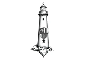 Lighthouse with coat of arms tattoo idea