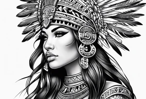 Aztec princess side profile tattoo idea