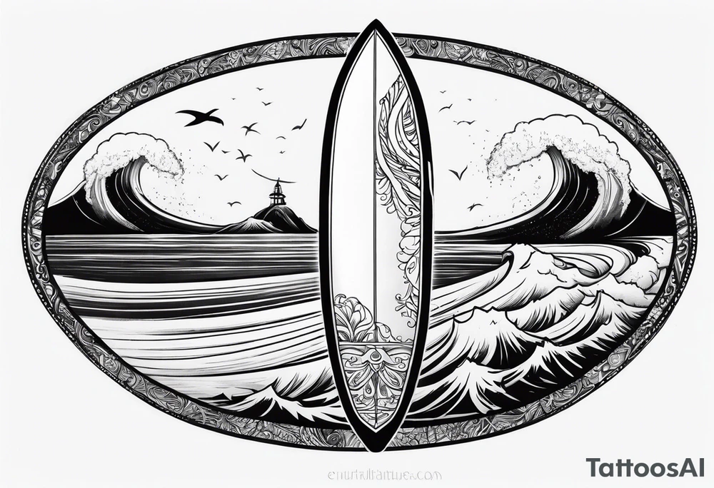 Surfboard silhouette tattoo idea