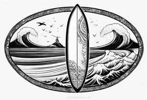 Surfboard silhouette tattoo idea