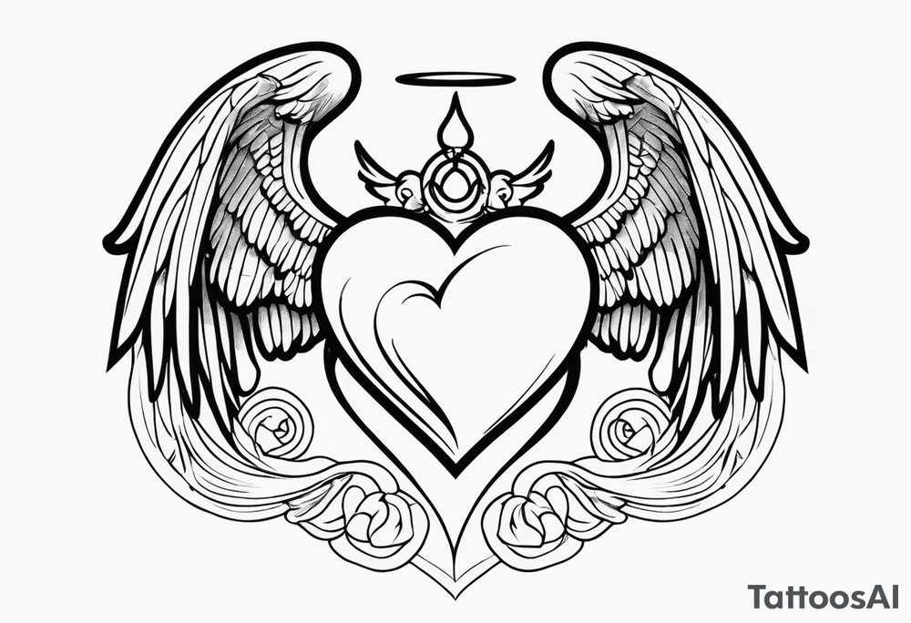 Y2K angel heart with wings tattoo idea