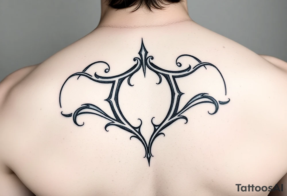 tribal open letter scroll tattoo idea